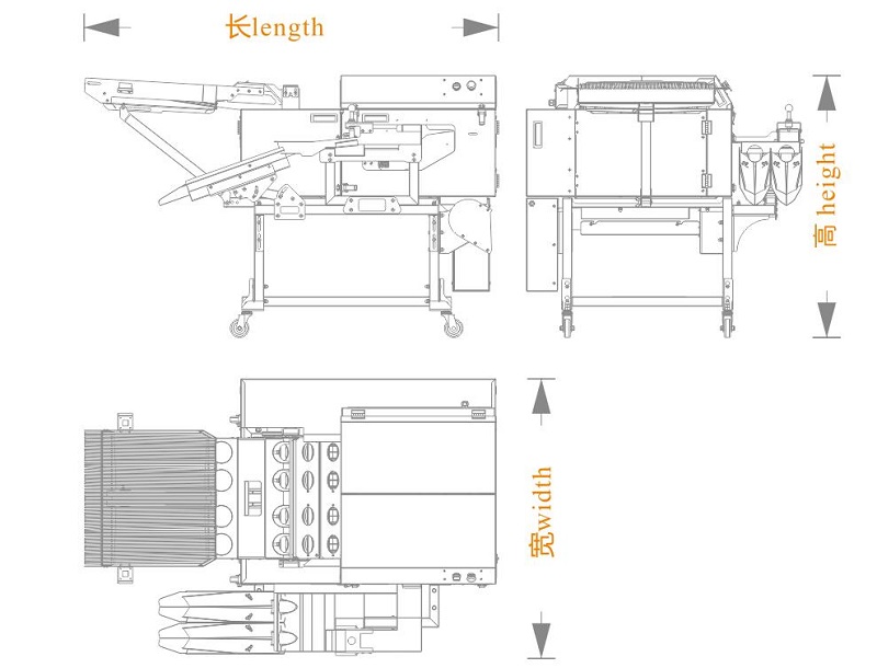 四排敲蛋機+雙槽分離+碎殼+對接(長寬高)尺寸圖 四排敲蛋機+雙槽分離+碎殼+對接(長寬高)尺寸圖